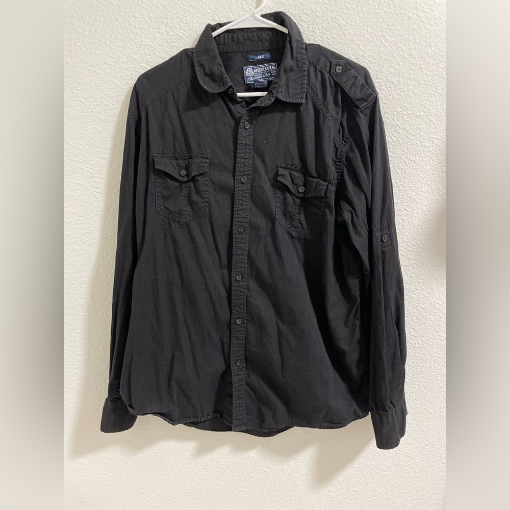 American rag Black Button-Up Shirt